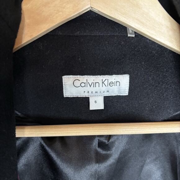 Calvin Klein Wool Cashmere Blend Coat 6 Taupe Gray Asymmetrical Stand Collar - Picture 13 of 14